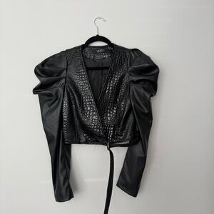 AKIRA Black Textured Faux Leather Jacket